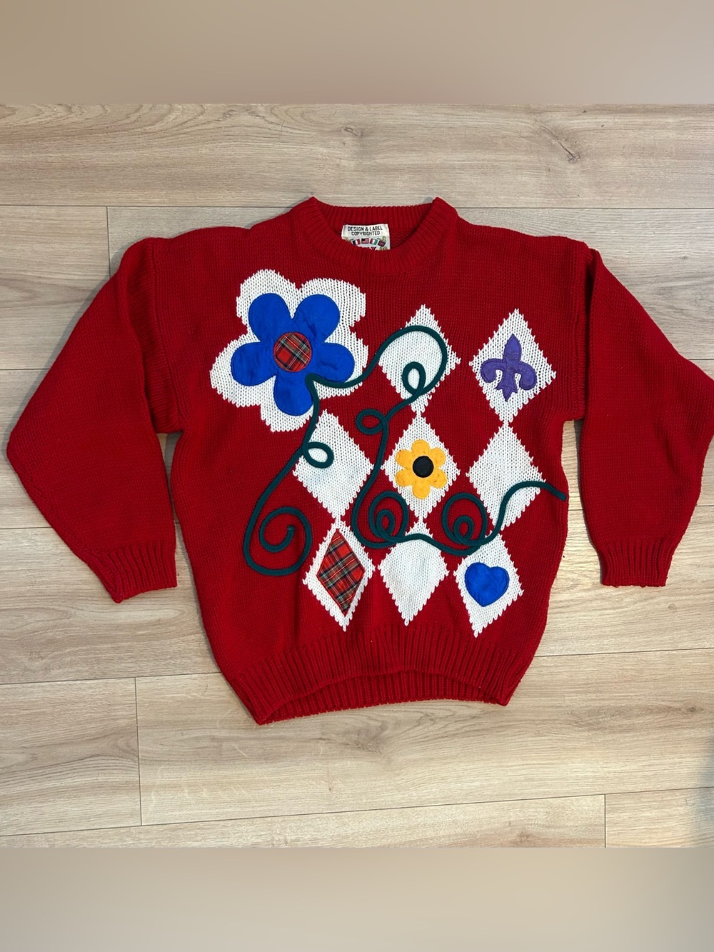 Vintage Cherry Stix Ltd. Colorful Novelty Knit Sweater